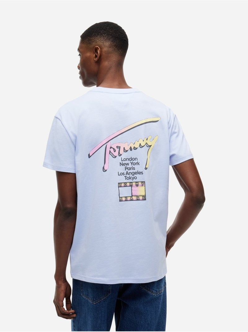 Tee Shirt col rond - Tommy jeans Bleu - Kiabi