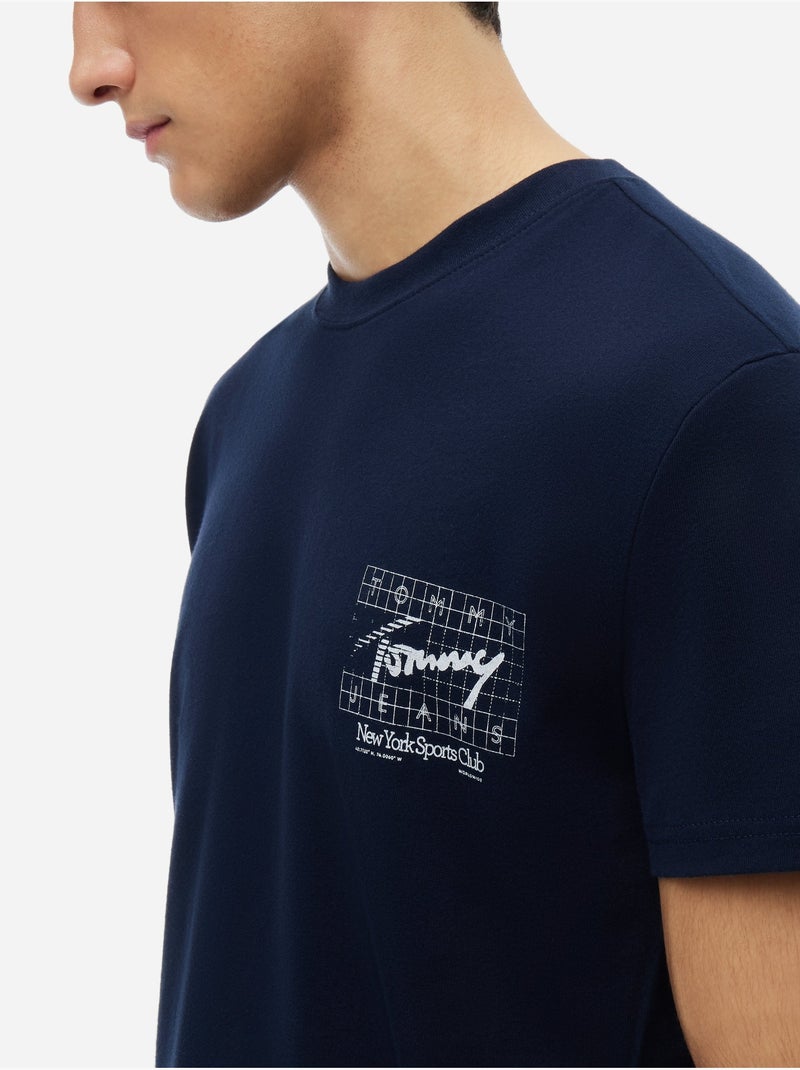 Tee Shirt col rond - Tommy jeans Bleu - Kiabi