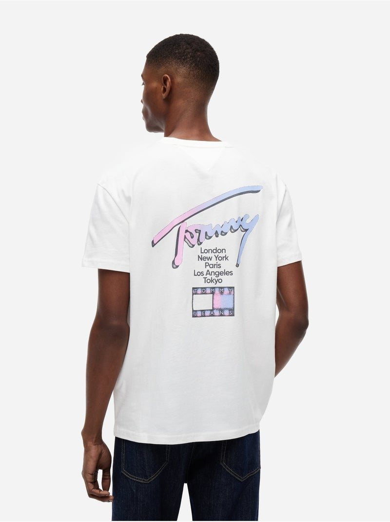 Tee Shirt col rond - Tommy jeans Ecru - Kiabi