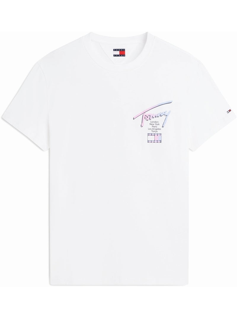 Tee Shirt col rond - Tommy jeans Ecru - Kiabi