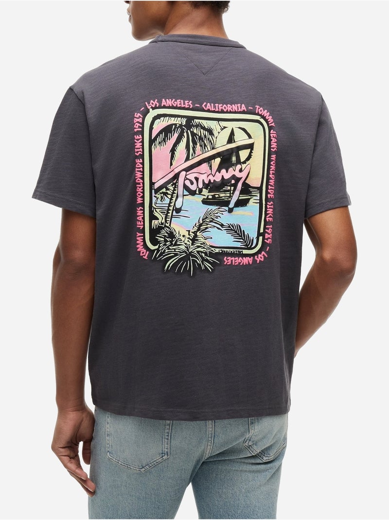 Tee Shirt col rond - Tommy jeans Noir - Kiabi
