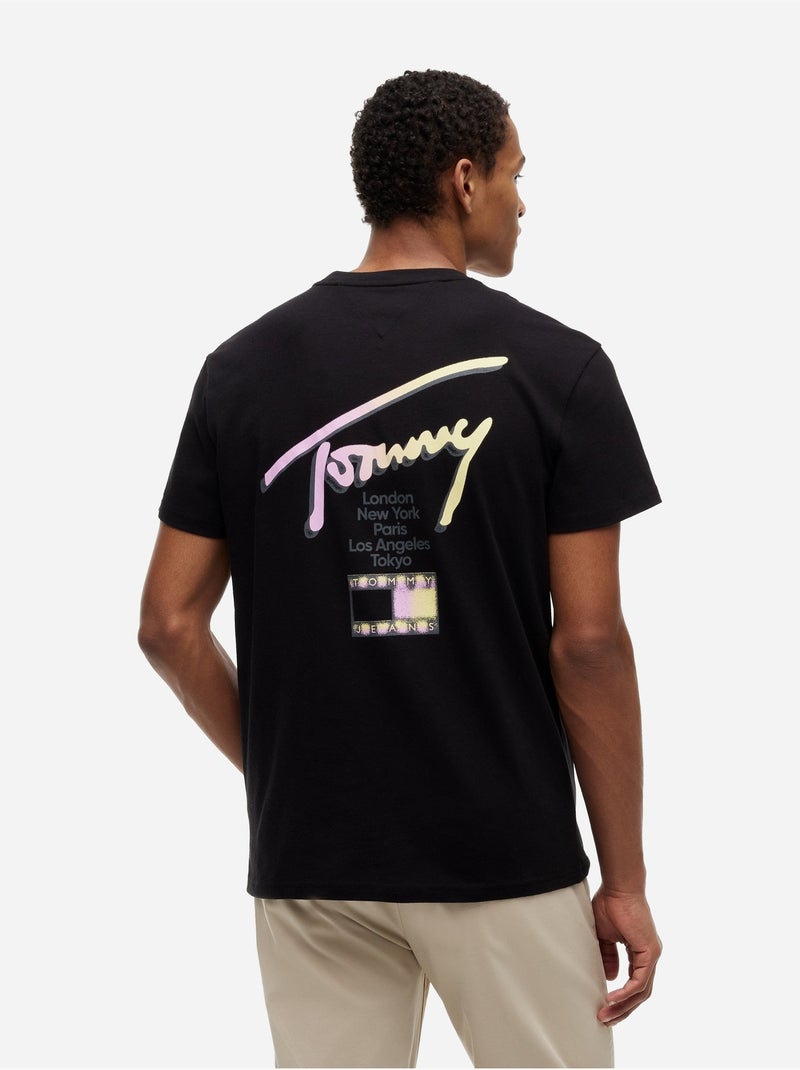 Tee Shirt col rond - Tommy jeans Noir - Kiabi