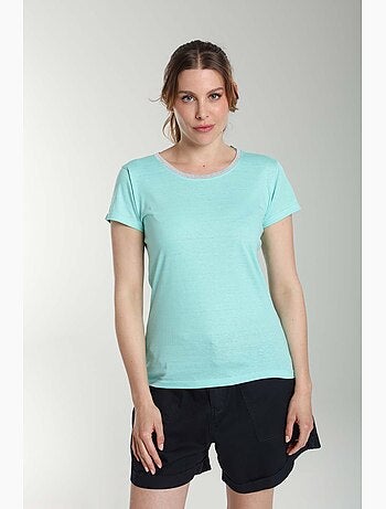 Tee Shirt Col Rond Lurex Manches Courtes Femme Tee Summer Carage() | Gerard Pasquier Avec Col Rond |