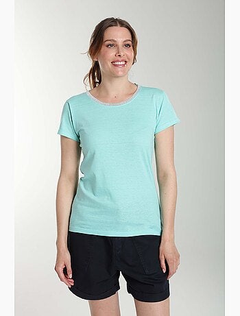 Tee Shirt Col Rond Lurex Manches Courtes Femme Tee Summer Carage() | Gerard Pasquier Avec Col Rond |