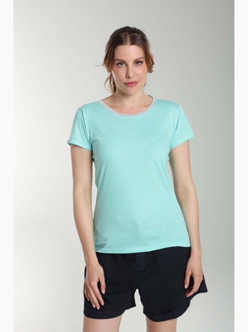 Tee Shirt Col Rond Lurex Manches Courtes Femme Tee Summer Carage() | Gerard Pasquier Avec Col Rond | - Kiabi