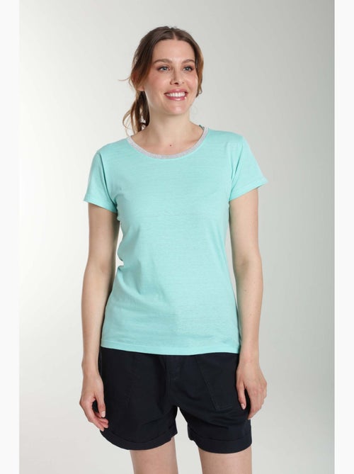 Tee Shirt Col Rond Lurex Manches Courtes Femme Tee Summer Carage() | Gerard Pasquier Avec Col Rond | - Kiabi