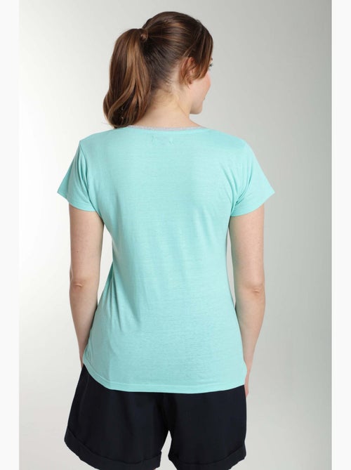Tee Shirt Col Rond Lurex Manches Courtes Femme Tee Summer Carage() | Gerard Pasquier Avec Col Rond | - Kiabi