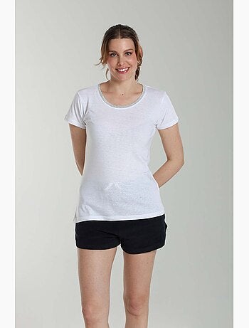 Tee Shirt Col Rond Lurex Manches Courtes Femme Tee Summer | Gerard Pasquier Avec Col Rond | Gerard