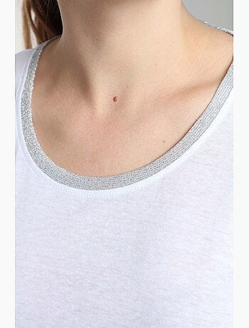 Tee Shirt Col Rond Lurex Manches Courtes Femme Tee Summer | Gerard Pasquier Avec Col Rond | Gerard