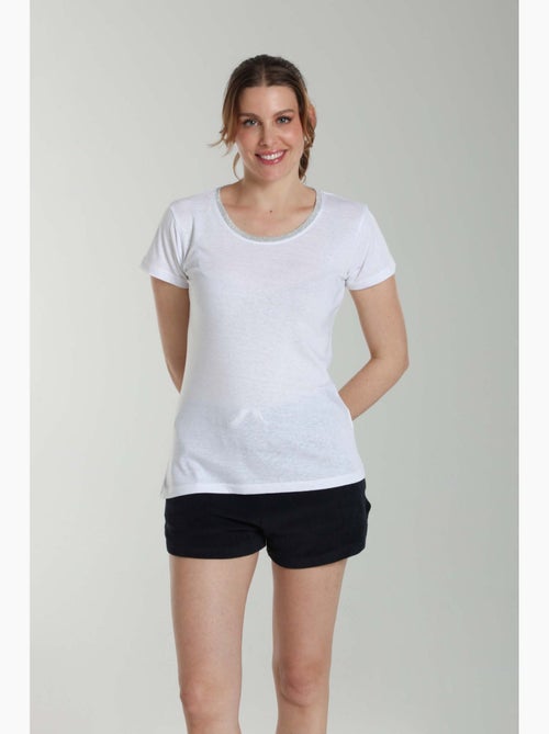 Tee Shirt Col Rond Lurex Manches Courtes Femme Tee Summer  | Gerard Pasquier Avec Col Rond | Gerard - Kiabi