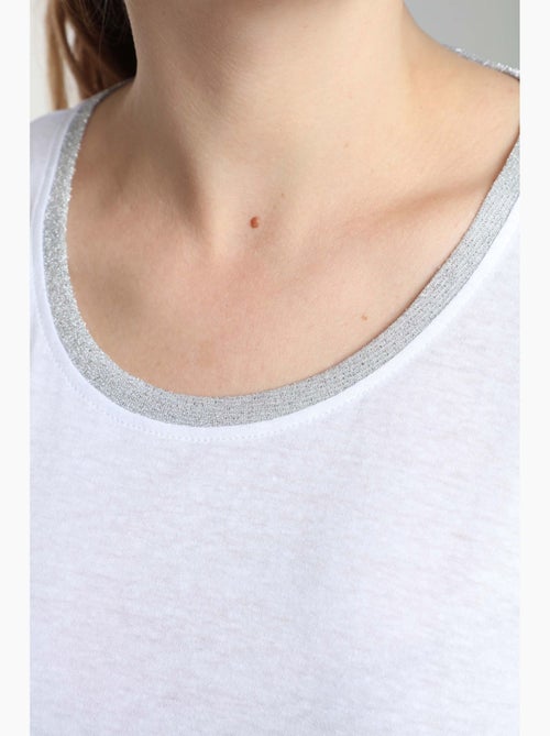 Tee Shirt Col Rond Lurex Manches Courtes Femme Tee Summer  | Gerard Pasquier Avec Col Rond | Gerard - Kiabi