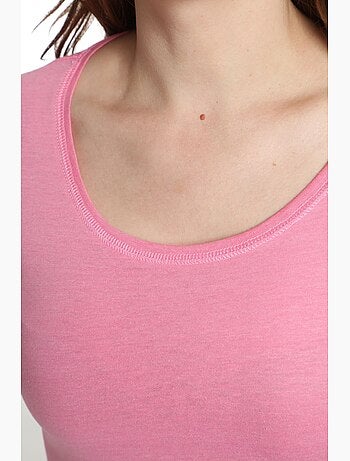 Tee shirt col rond manches courtes femme Marine Bubble Gum(Fuschia) | Gerard Pasquier