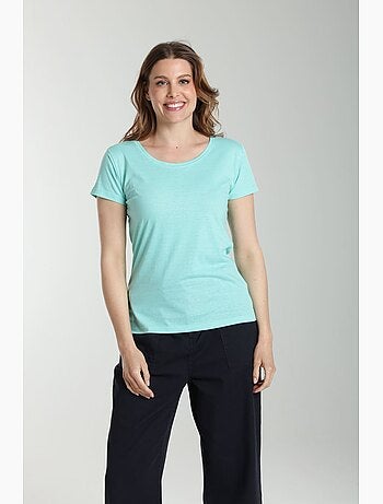 Tee Shirt Col Rond Manches Courtes Femme Marine Cabage() | Gerard Pasquier Avec Col Rond | Gerard Pa