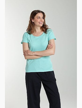 Tee Shirt Col Rond Manches Courtes Femme Marine Cabage() | Gerard Pasquier Avec Col Rond | Gerard Pa