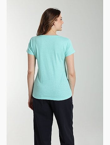 Tee Shirt Col Rond Manches Courtes Femme Marine Cabage() | Gerard Pasquier Avec Col Rond | Gerard Pa
