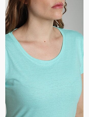 Tee Shirt Col Rond Manches Courtes Femme Marine Cabage() | Gerard Pasquier Avec Col Rond | Gerard Pa