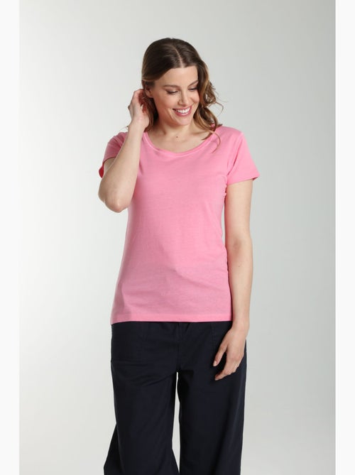 Tee shirt col rond manches courtes femme Marine  | Gerard Pasquier - Kiabi