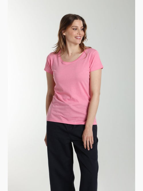 Tee shirt col rond manches courtes femme Marine  | Gerard Pasquier - Kiabi