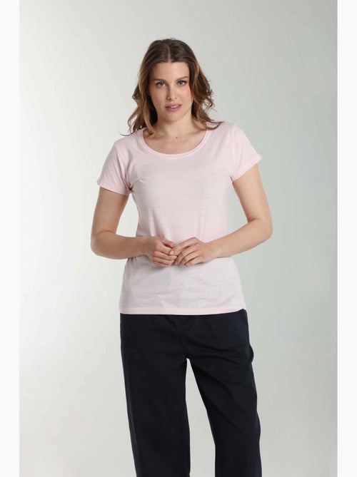 Tee shirt col rond manches courtes femme Marine | Gerard Pasquier - Kiabi