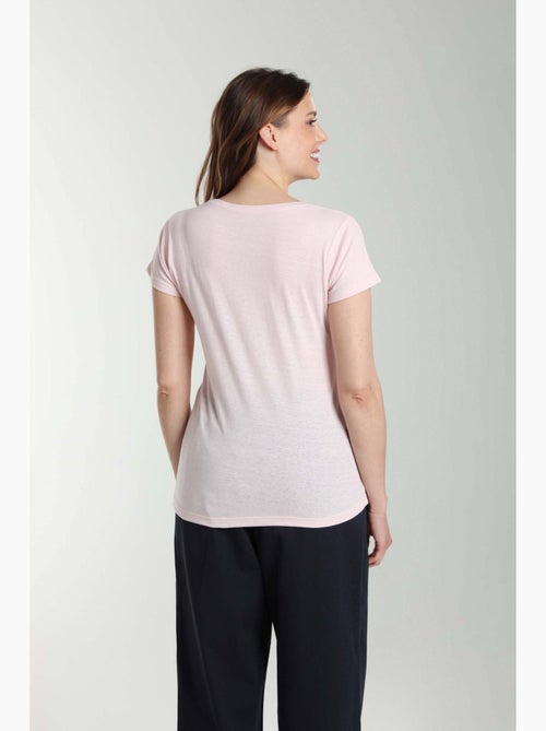 Tee shirt col rond manches courtes femme Marine | Gerard Pasquier - Kiabi