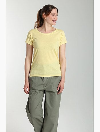 Tee shirt col rond manches courtes femme Marine Popcorn(Jaune) | Gerard Pasquier