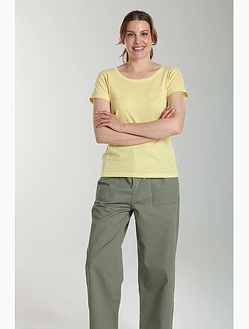 Tee shirt col rond manches courtes femme Marine Popcorn(Jaune) | Gerard Pasquier