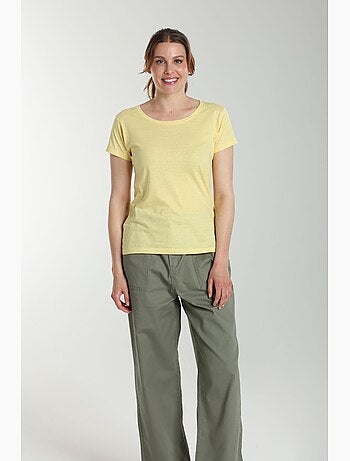 Tee shirt col rond manches courtes femme Marine Popcorn(Jaune) | Gerard Pasquier