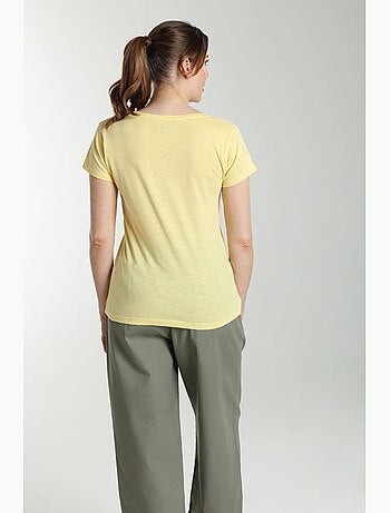 Tee shirt col rond manches courtes femme Marine Popcorn(Jaune) | Gerard Pasquier