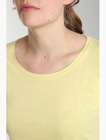 Tee shirt col rond manches courtes femme Marine Popcorn(Jaune) | Gerard Pasquier