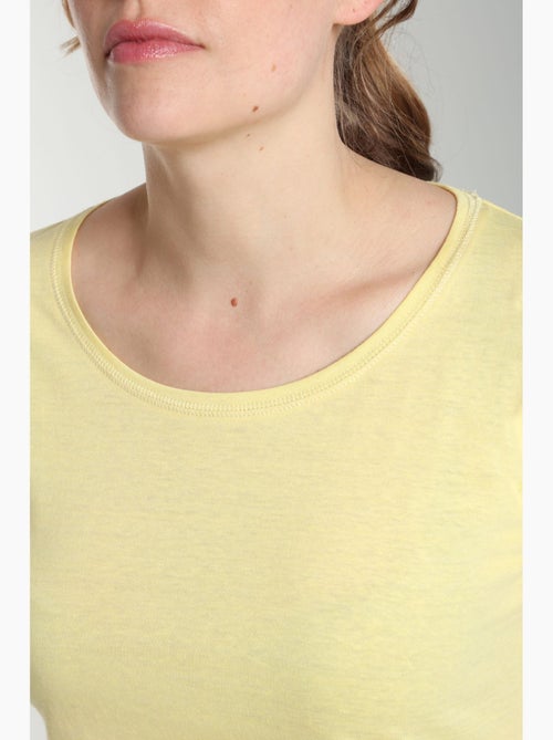 Tee shirt col rond manches courtes femme Marine Popcorn(Jaune) | Gerard Pasquier - Kiabi Tee shirt col rond manches courtes femme Marine Popcorn(Jaune) | Gerard Pasquier - Kiabi