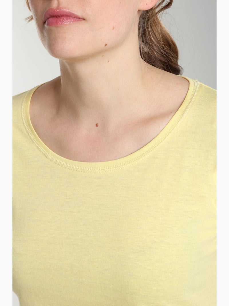 Tee shirt col rond manches courtes femme Marine Popcorn(Jaune) | Gerard Pasquier Jaune paille - Kiabi