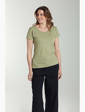 Tee Shirt Col Rond Manches Courtes Femme Marine Sauge() | Gerard Pasquier Avec Col Rond | Gerard Pa