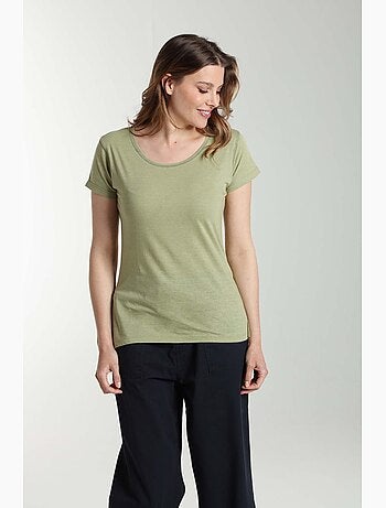 Tee Shirt Col Rond Manches Courtes Femme Marine Sauge() | Gerard Pasquier Avec Col Rond | Gerard Pa