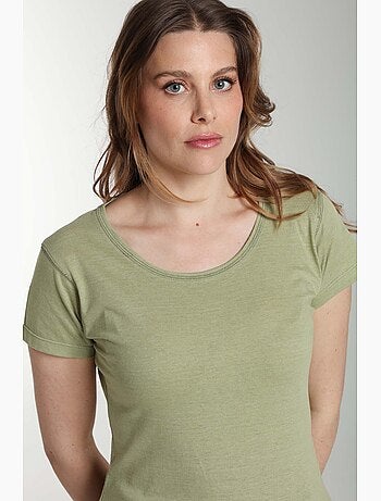 Tee Shirt Col Rond Manches Courtes Femme Marine Sauge() | Gerard Pasquier Avec Col Rond | Gerard Pa
