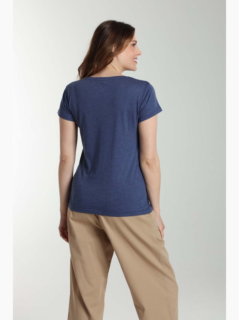 Tee shirt col rond manches courtes femme Marine Twilight  | Gerard Pasquier Bleu marine - Kiabi