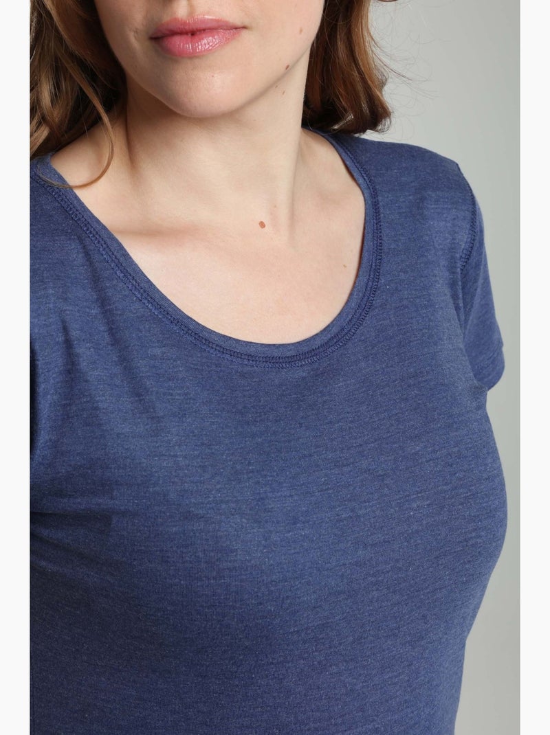 Tee shirt col rond manches courtes femme Marine Twilight  | Gerard Pasquier Bleu marine - Kiabi