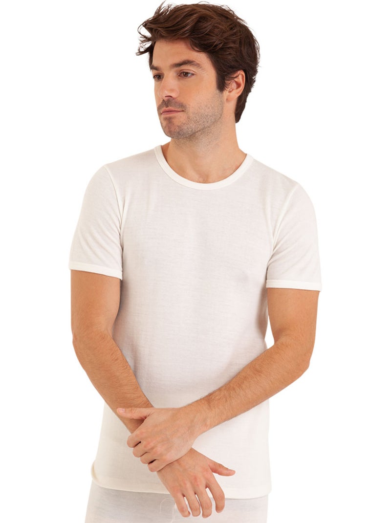 Tee shirt col rond manches courtes homme ligne chaude eminence Blanc - Kiabi