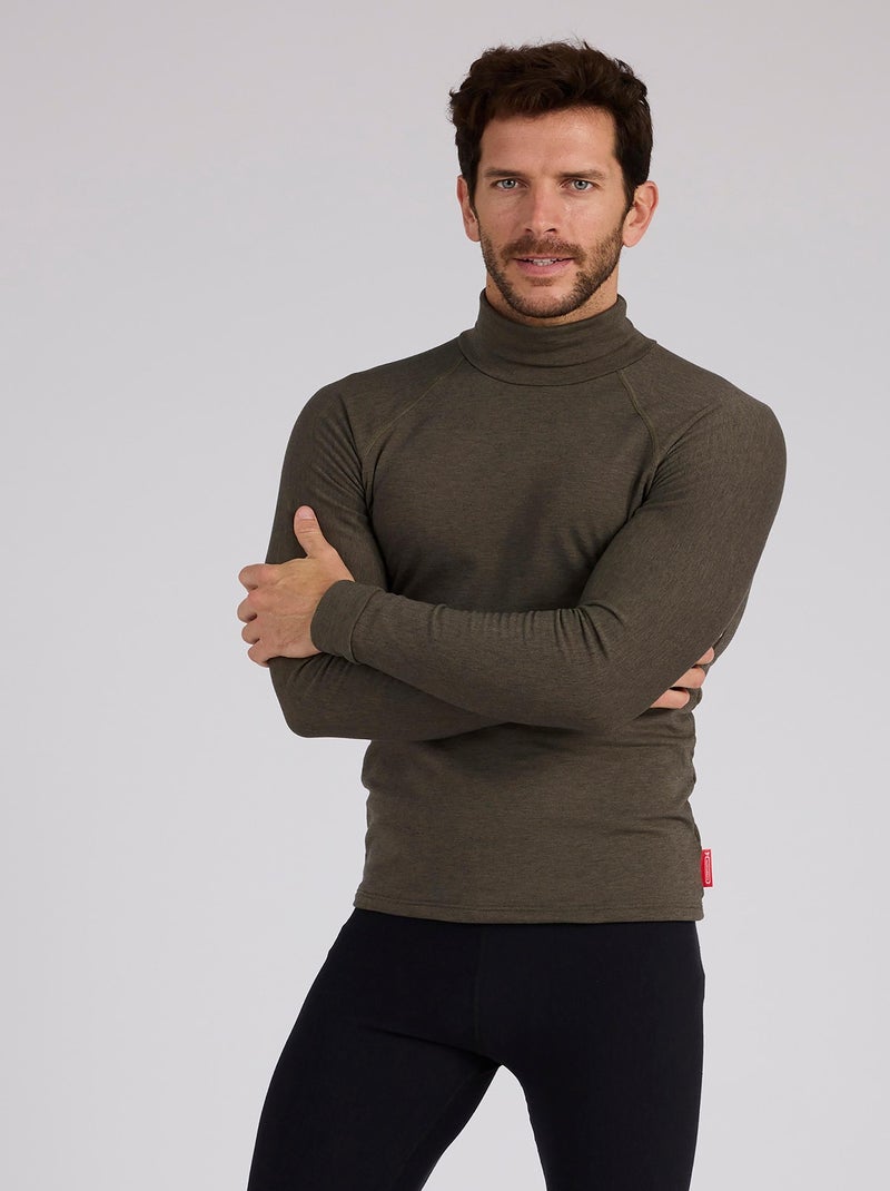 Tee-shirt col roulé Comfort Thermolactyl 4 homme - DamartSport Kaki - Kiabi