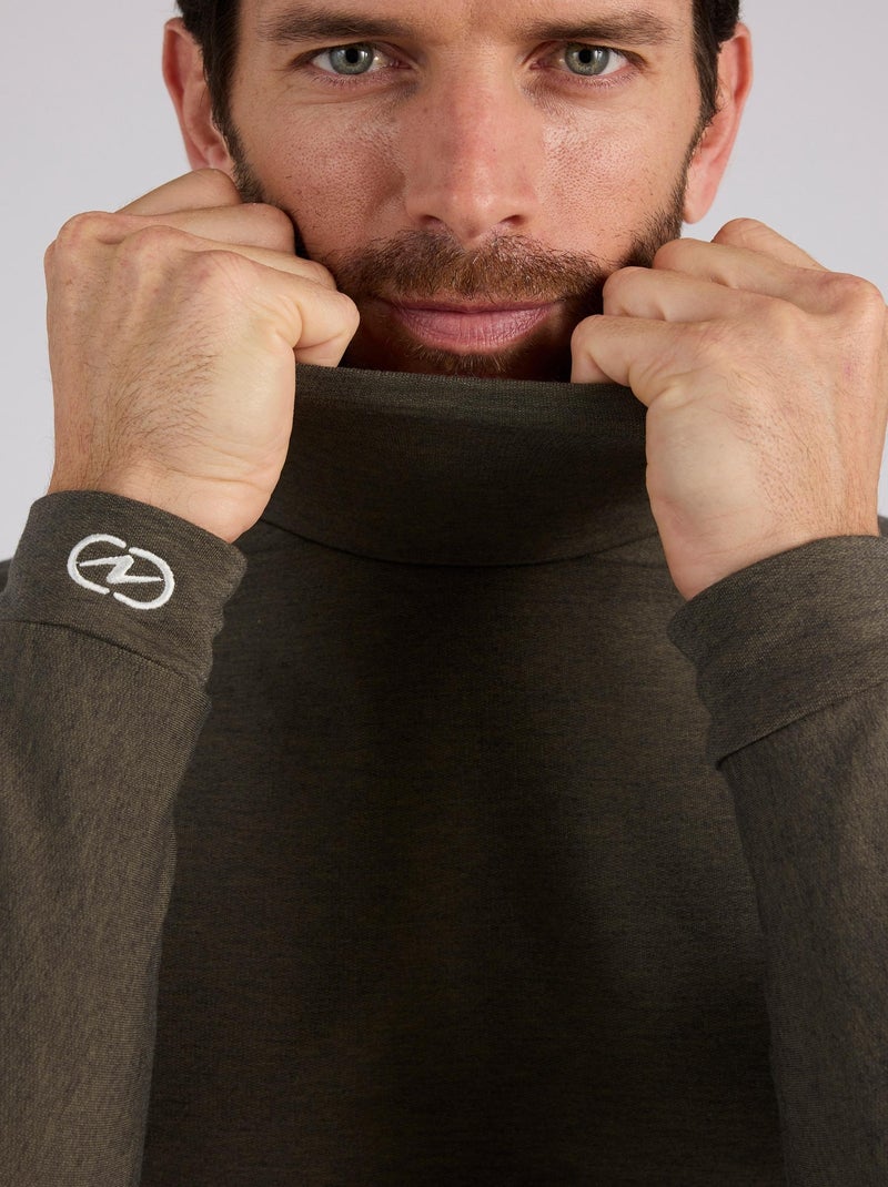 Tee-shirt col roulé Comfort Thermolactyl 4 homme - DamartSport Kaki - Kiabi