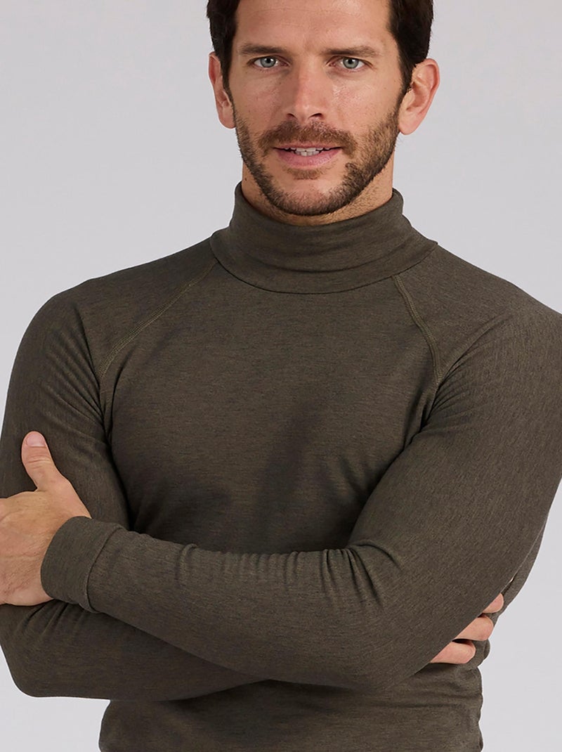 Tee-shirt col roulé Comfort Thermolactyl 4 homme - DamartSport Kaki - Kiabi