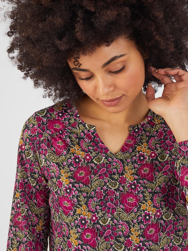 Tee-shirt col tunisien - Damart Violet - Kiabi