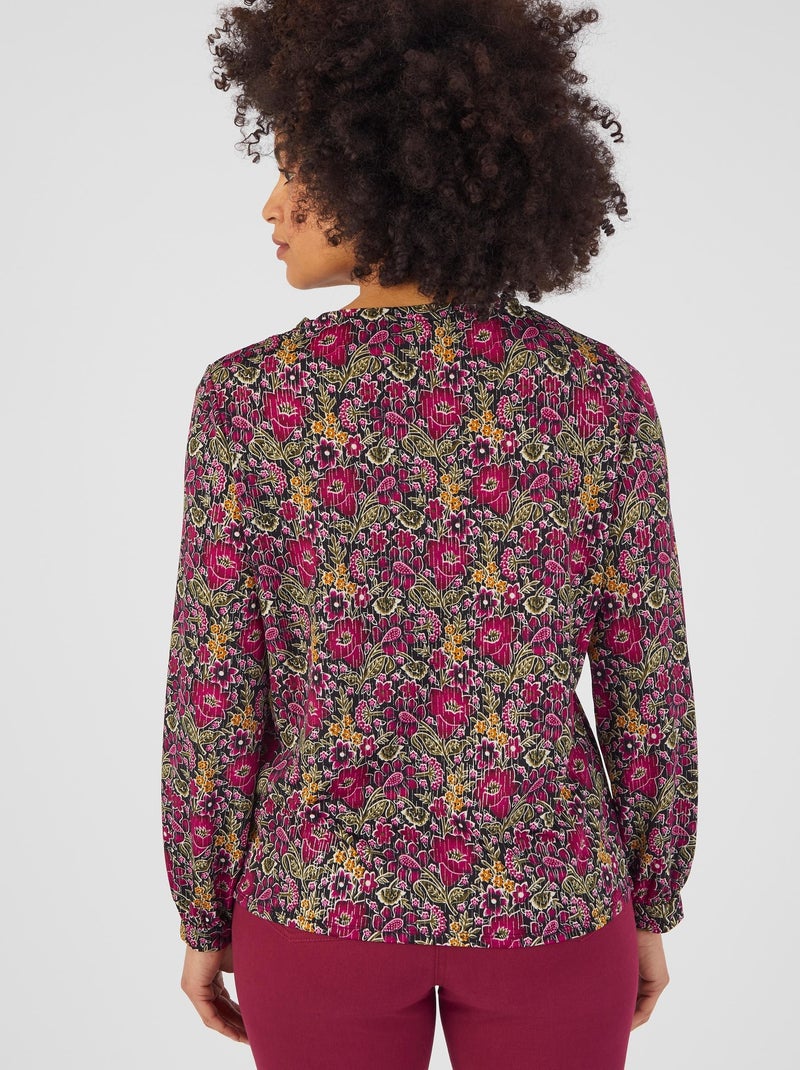 Tee-shirt col tunisien - Damart Violet - Kiabi