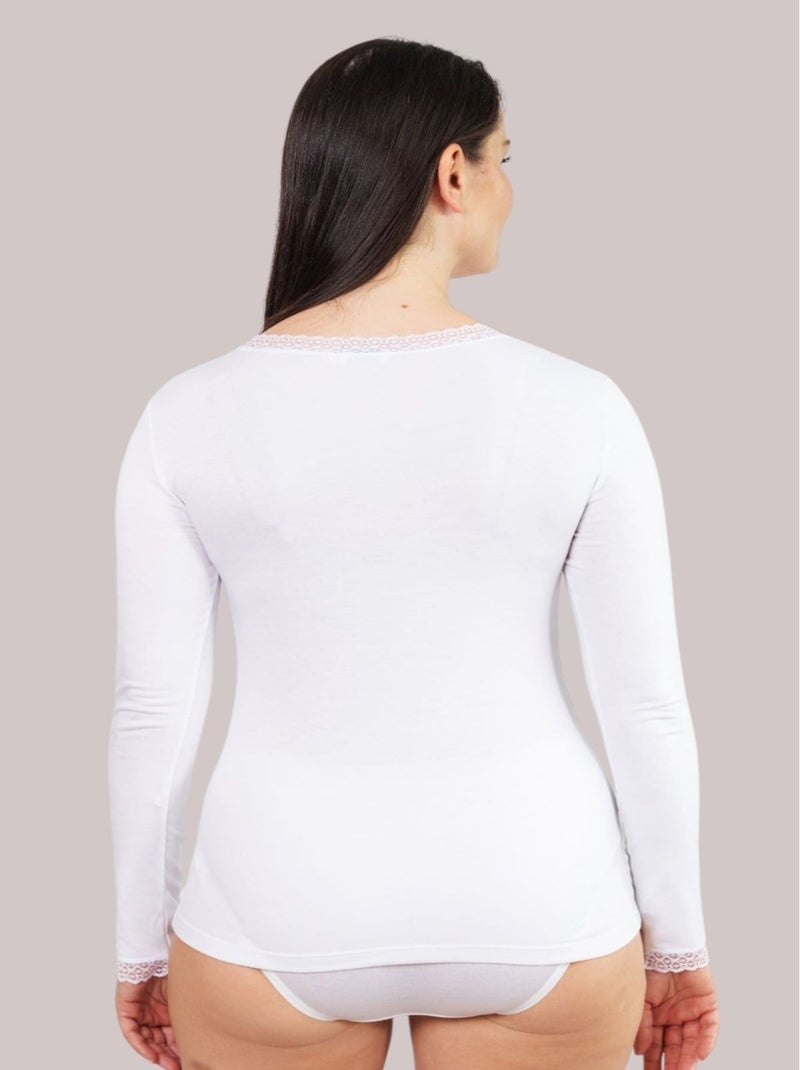 TEE SHIRT COL V CLARA NUIT Blanc Blanc - Kiabi