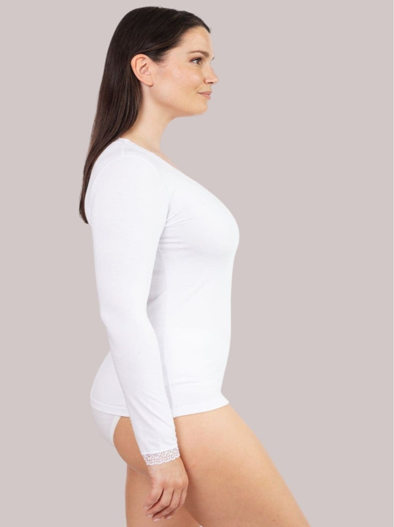 TEE SHIRT COL V CLARA NUIT Blanc Blanc - Kiabi
