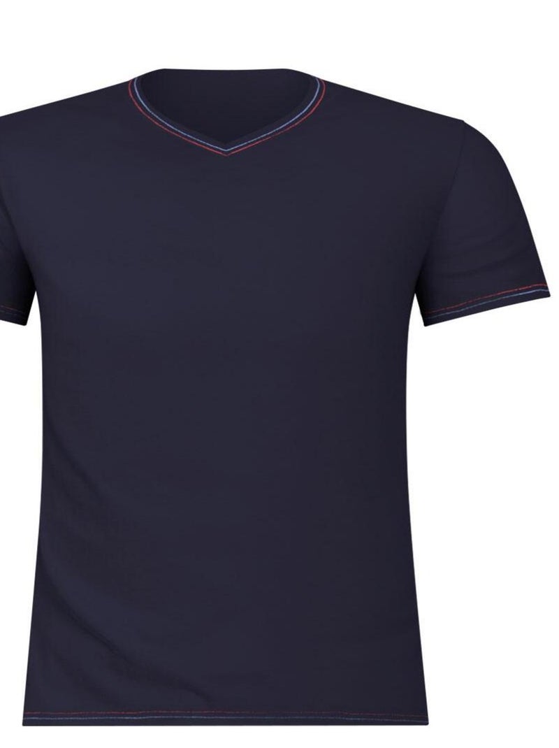 Tee-shirt col V homme Fait en France Bleu marine - Kiabi