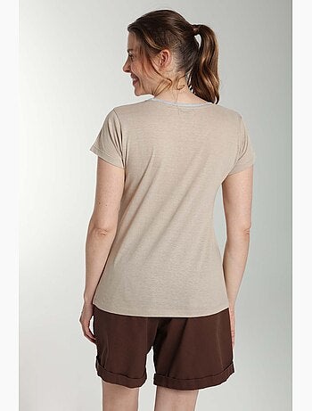 Tee shirt col v lurex manches courtes femme Tee Sun | Gerard Pasquier