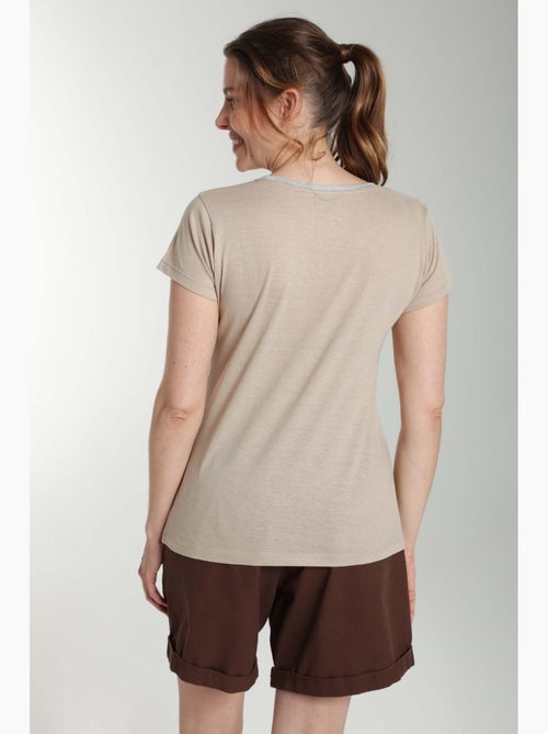 Tee shirt col v lurex manches courtes femme Tee Sun  | Gerard Pasquier - Kiabi