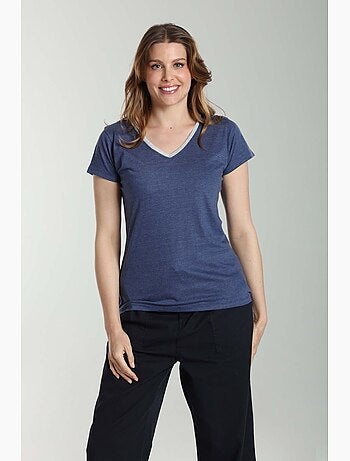 Tee shirt col v lurex manches courtes femme Tee Sun Twilight | Gerard Pasquier