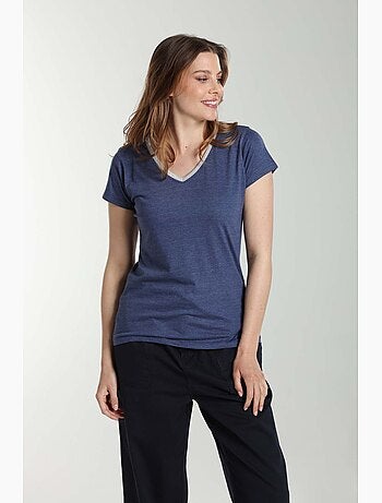 Tee shirt col v lurex manches courtes femme Tee Sun Twilight | Gerard Pasquier