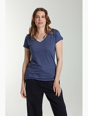 Tee shirt col v lurex manches courtes femme Tee Sun Twilight | Gerard Pasquier